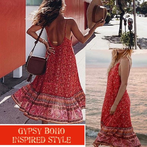 Dresses & Skirts - Gypsy Boho Dahlia Inspired Floral Dress